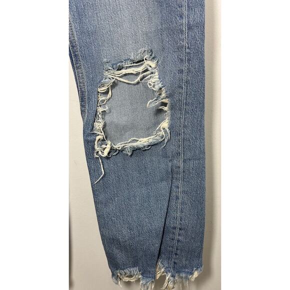 Free People We The Free Womens 25 Jeans Distressed Raw Hem Button Fly Blue Boho - Picture 3 of 11
